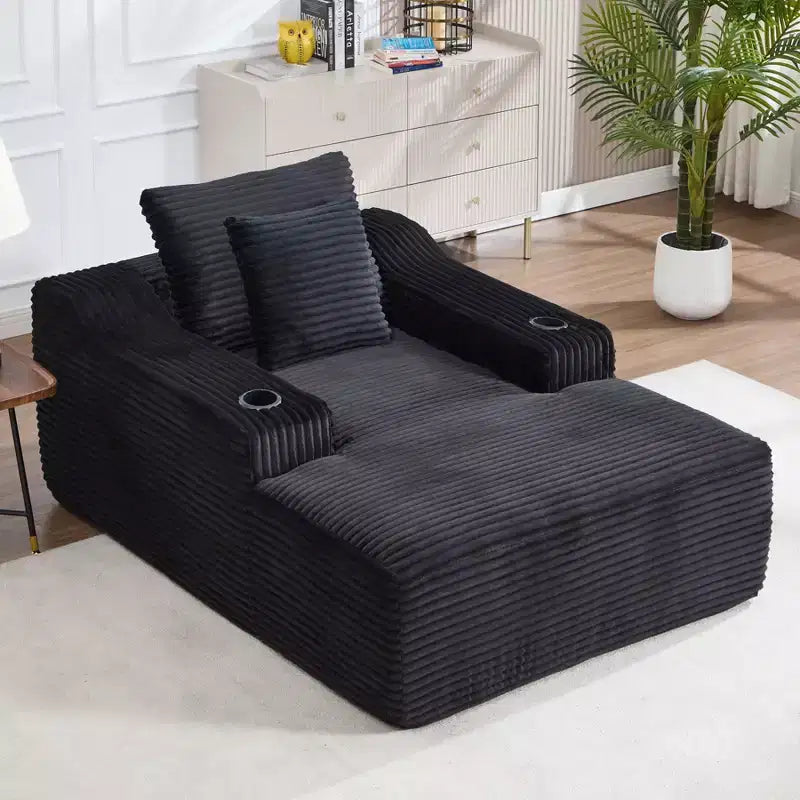 67 Liegestuhl, Schlafsofa für den Innenbereich mit 2 Kissen, weicher Einzelsessel für das Wohnzimmer, keine Montage erforderlich