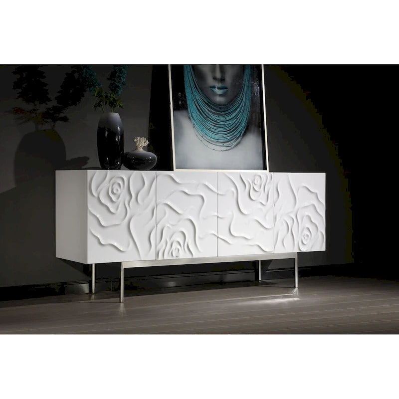 Modernes Sideboard in Weiß Hochglanz mit Soft-Close-Türen