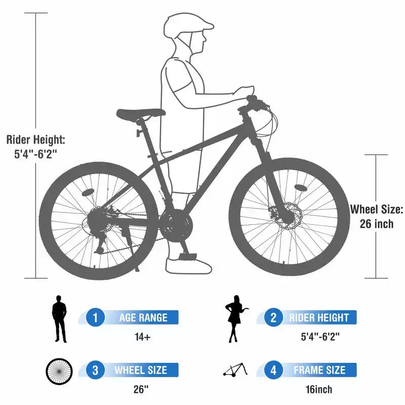 Whisen 26 Zoll Mountainbike mit Federung, 8-Gang-Kettenschaltung, KENDA-Reifen und doppelten Scheibenbremsen