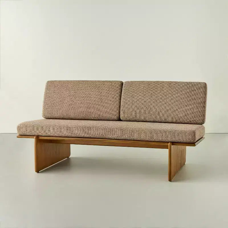 Polsterbank im Mid-Century-Stil mit Pilzgeflecht und Rückenlehne – Hearth & Hand? with Magnolia