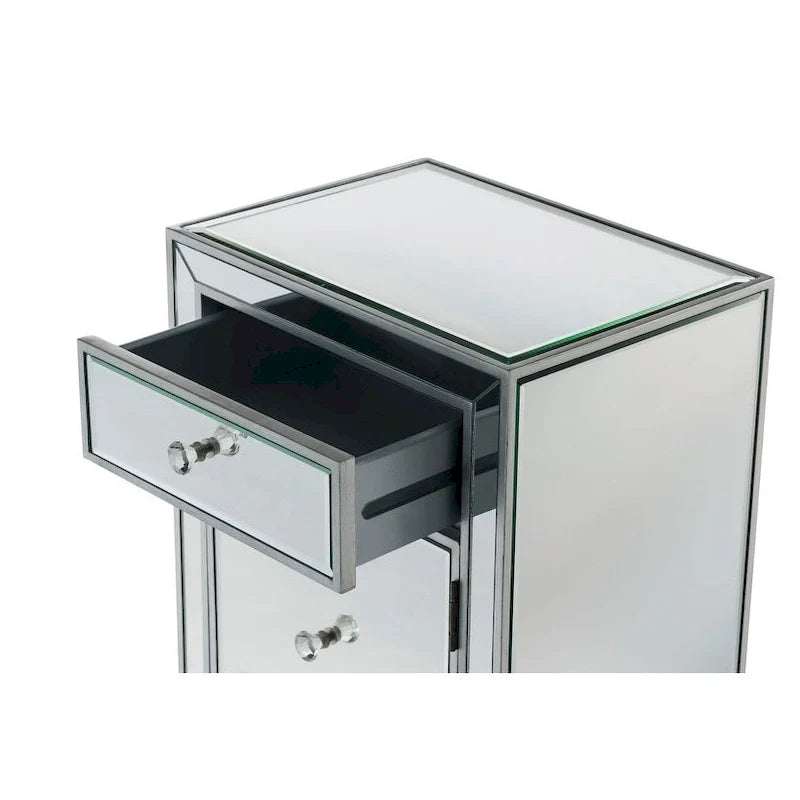 Reflexion Collection, 46 cm breiter, verspiegelter Nachttisch mit 1 Schublade in Rosa