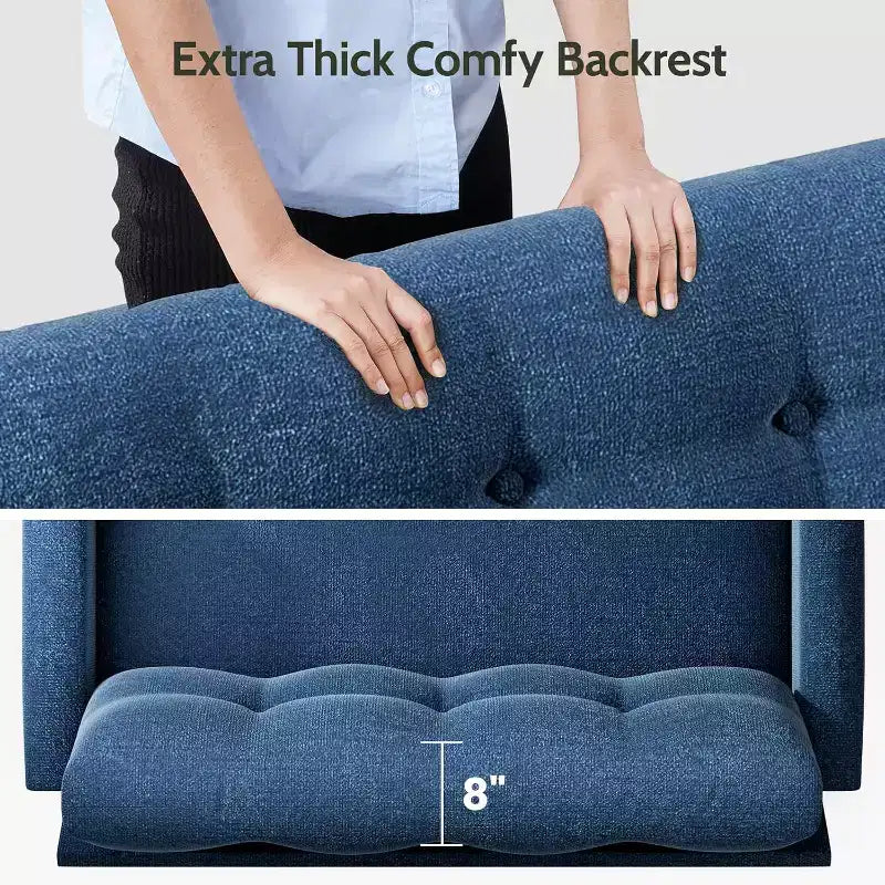 Dyonery 2-Sitzer-Sofa, Zweisitzer-Couch für Büro und kleine Räume, 61 cm tiefe Sitzfläche, FSC-zertifizierter Massivholzrahmen, werkzeugloser Aufbau