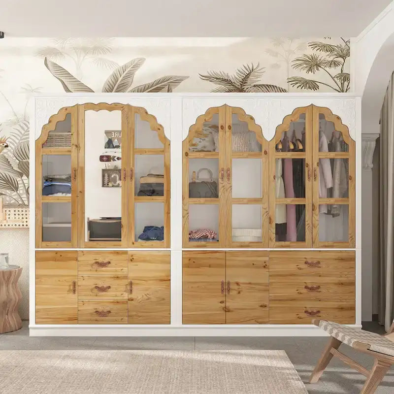 Vintage-inspiriertes zweiteiliges Kleiderschrank-Set mit Metallakzenten
