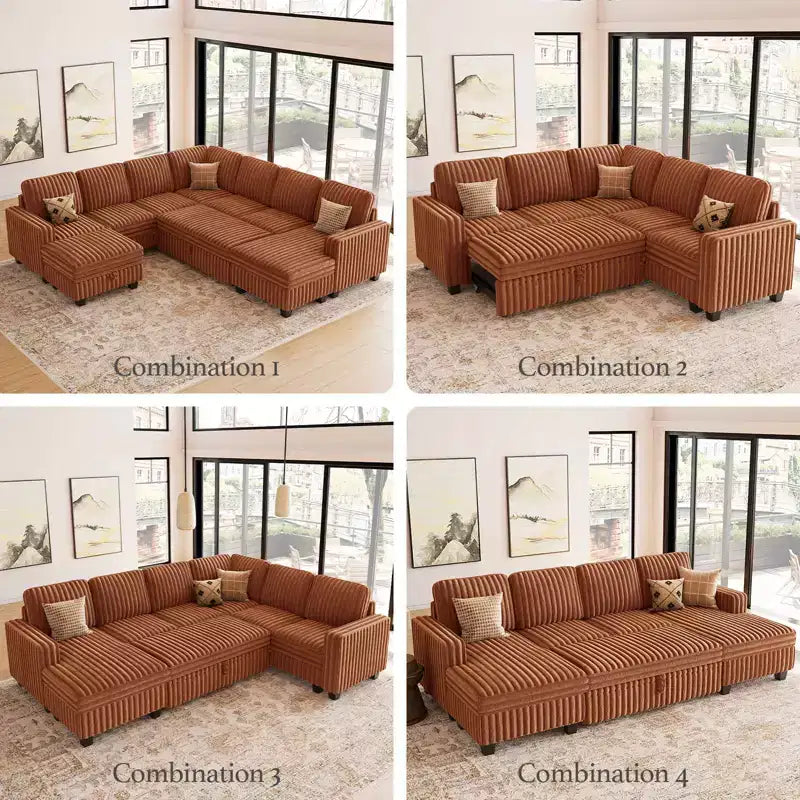 Belffin Cord-Ottomane mit Stauraum für modulares Ecksofa