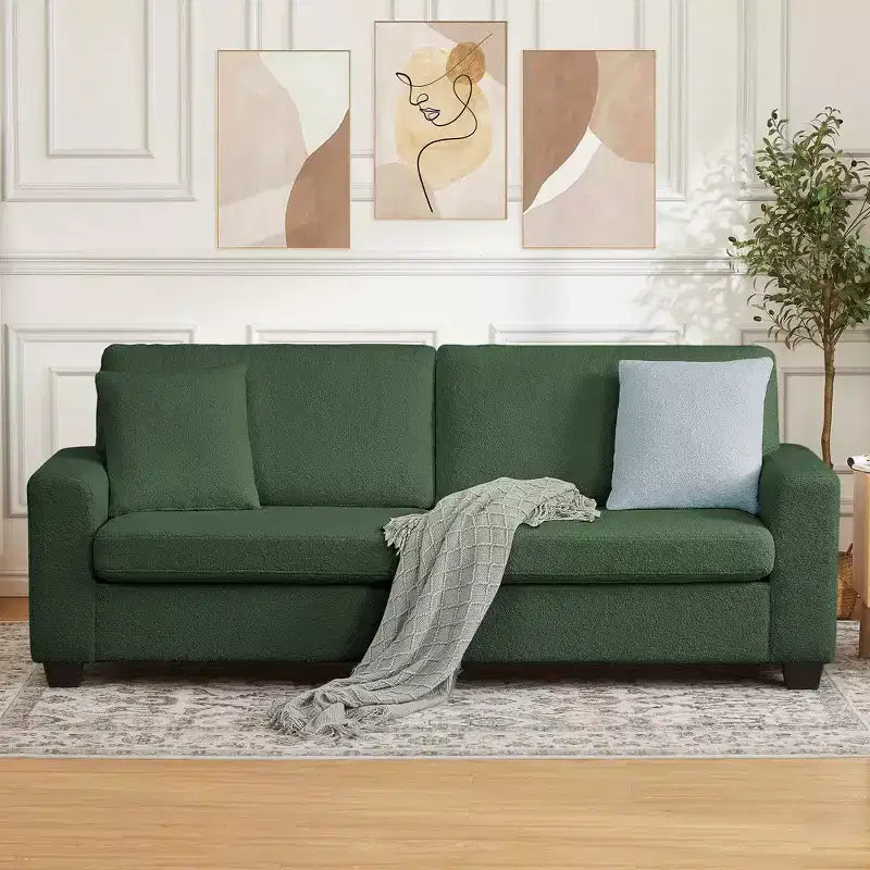 83W Modernes 3-Sitzer-Sofa mit tiefer Sitzfläche, weichem Stoff, breiter Armlehne, abnehmbarem, waschbarem Kissenbezug