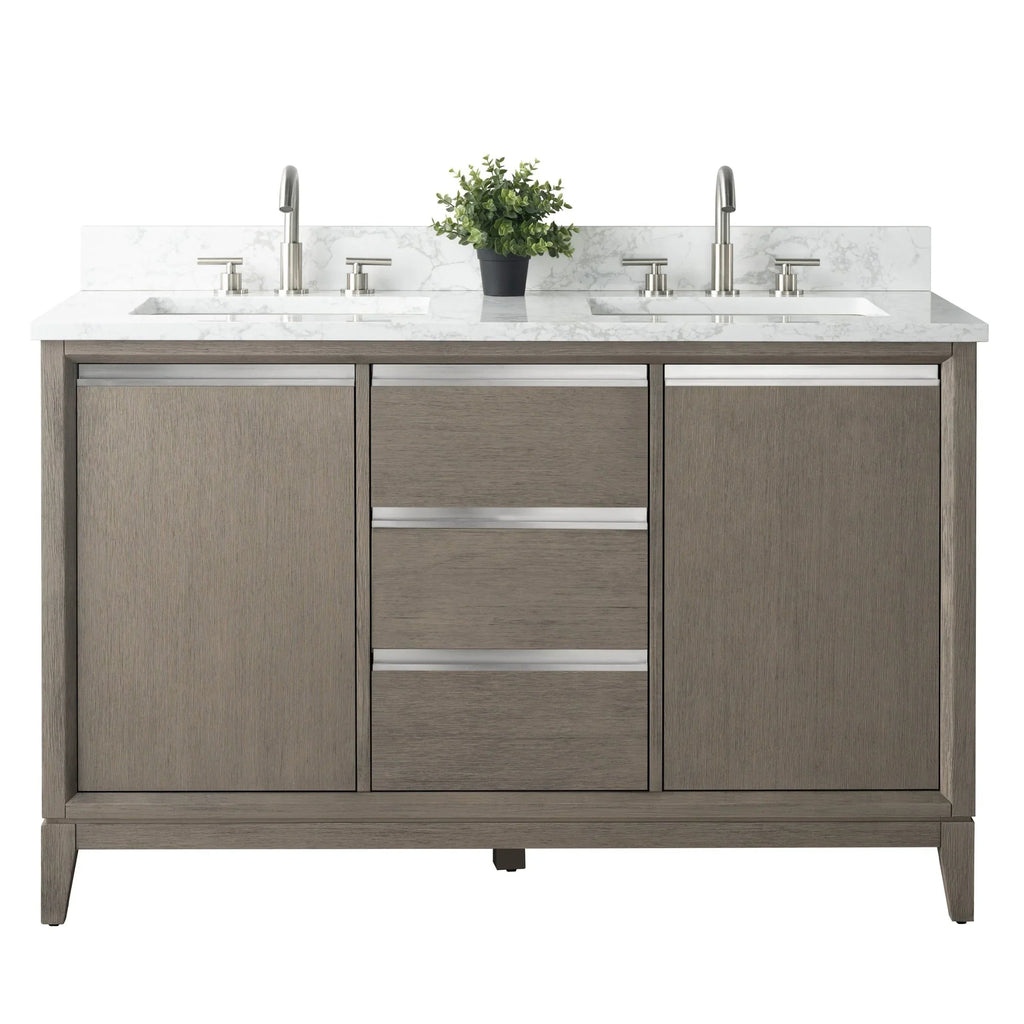 Vanity Art Badezimmerschrank mit Keramikwaschbecken und Platte aus technischem Marmor