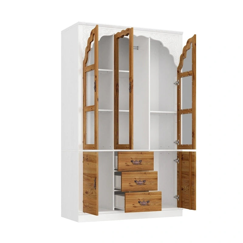 Vintage-inspiriertes zweiteiliges Kleiderschrank-Set mit Metallakzenten
