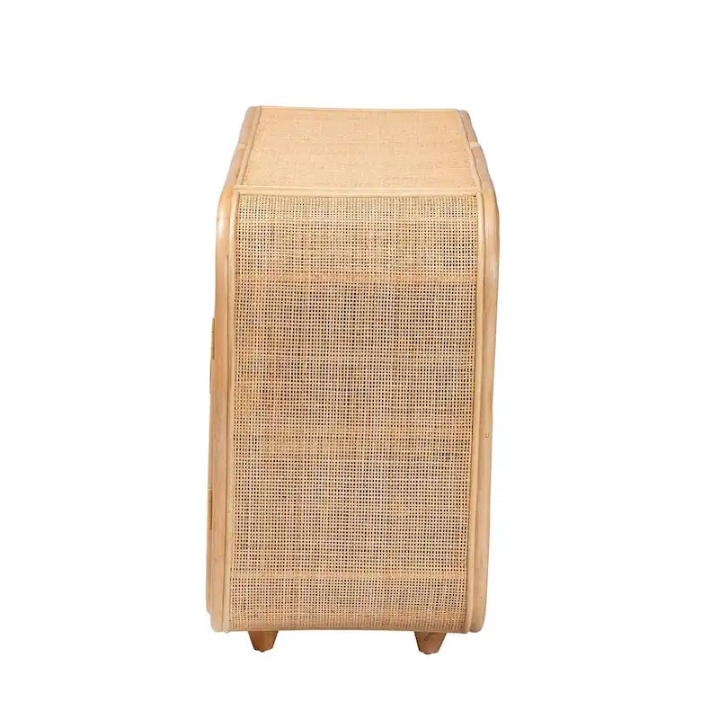 Evania Bohemian Natur-Rattan-Schrank mit 3 Türen