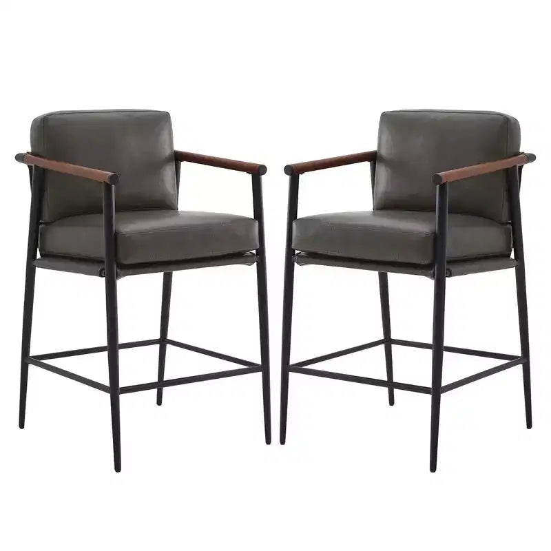 Spruce&Spring Moderne Tresenhocker mit Armlehnen & Metallgestell, 2er-Set