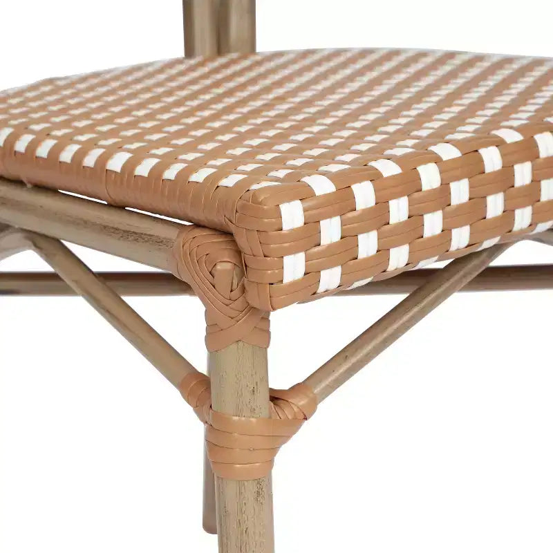 Flash Furniture Lourdes stapelbarer Thonet-Bistrostuhl für den gewerblichen Innen- und Außenbereich, PE-Rattan und Aluminiumgestell