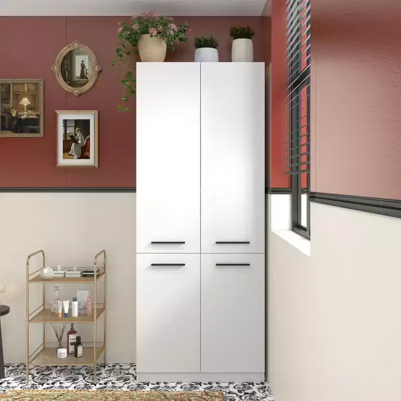 Famapy Moderner weißer Badezimmerschrank mit integriertem Wäschekorb im unteren Bereich