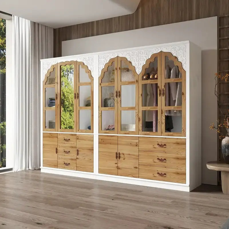 Vintage-inspiriertes zweiteiliges Kleiderschrank-Set mit Metallakzenten