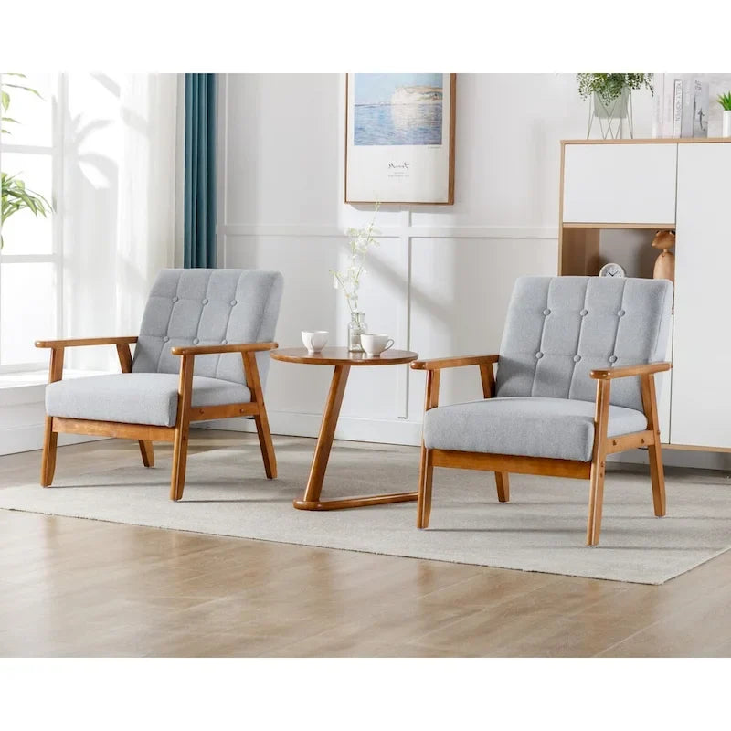 2er-Set Akzentstühle mit Beistelltisch, Armlehnstuhl für Wohnzimmer, Schlafzimmer, Büro - 78,0 cm H * 64,5 cm B * 71,0 cm T