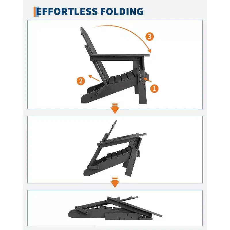 Klappbare Adirondack-Stühle, 4er-Set mit 2 Beistelltischen, moderne Outdoor-Stühle aus HDPE für Terrasse, Veranda, Balkon, Garten und Rasen