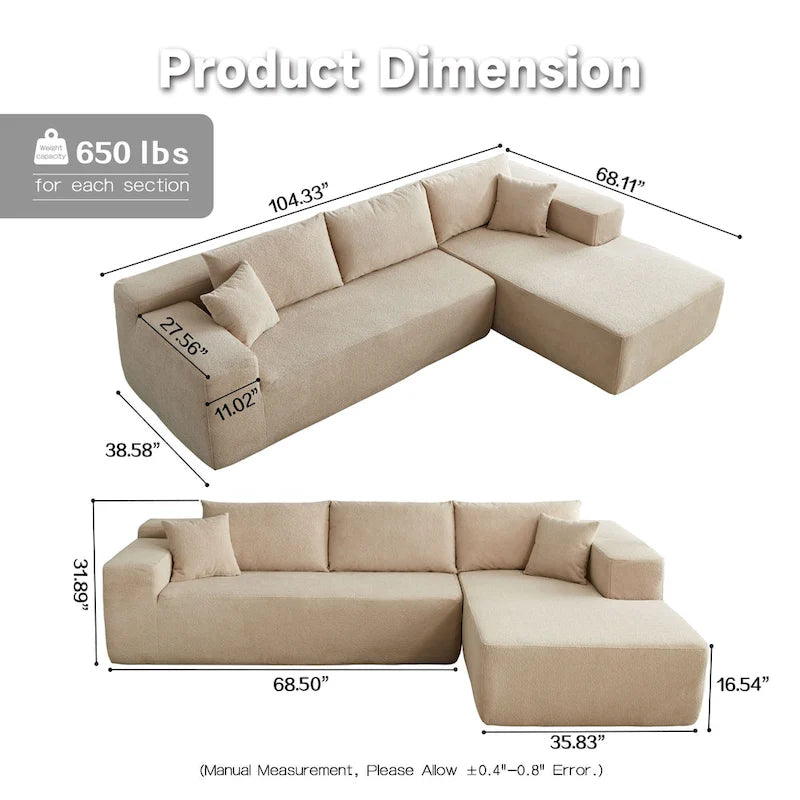 Modernes Polster-Chaiselongue-Sofa mit Kissen für das Wohnzimmer