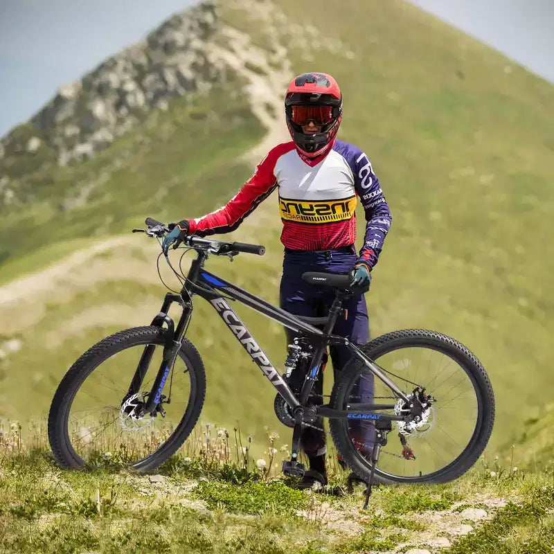Okak 26-Zoll-Mountainbike mit Scheibenbremsen, 21-Gang-Erwachsenenfahrrad mit robustem Rahmen und doppelter Hinterradfederung, Fahrrad für Stadt- und Straßenfahrten