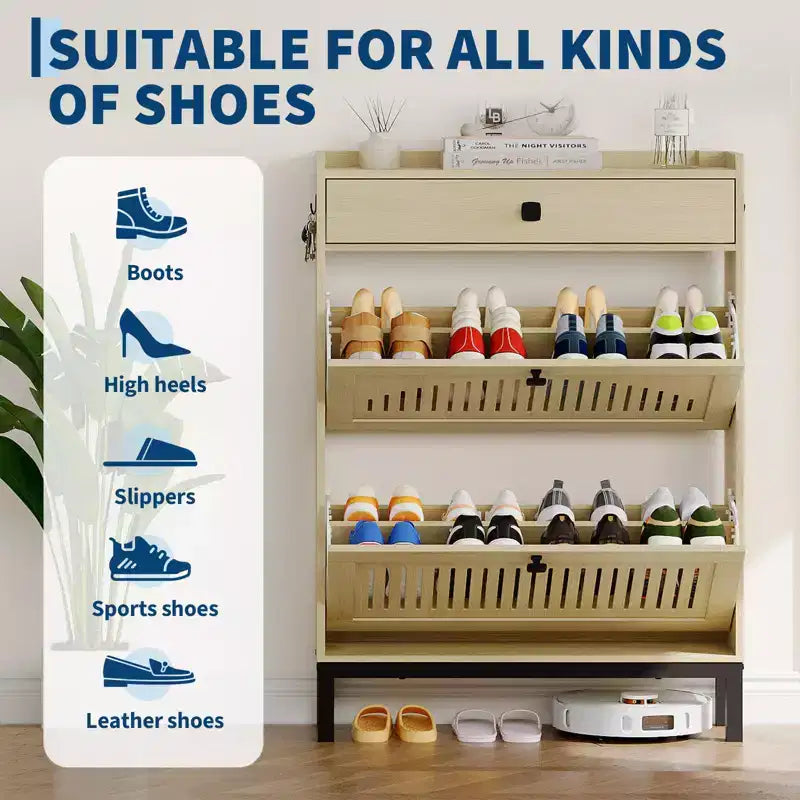 Moderner Schuhschrank aus Holz, verstellbarer Regalboden, freistehendes modernes Design, für Flur, Wohnzimmer