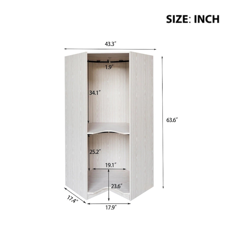 Polygon Eckkleiderschrank mit 2 Türen