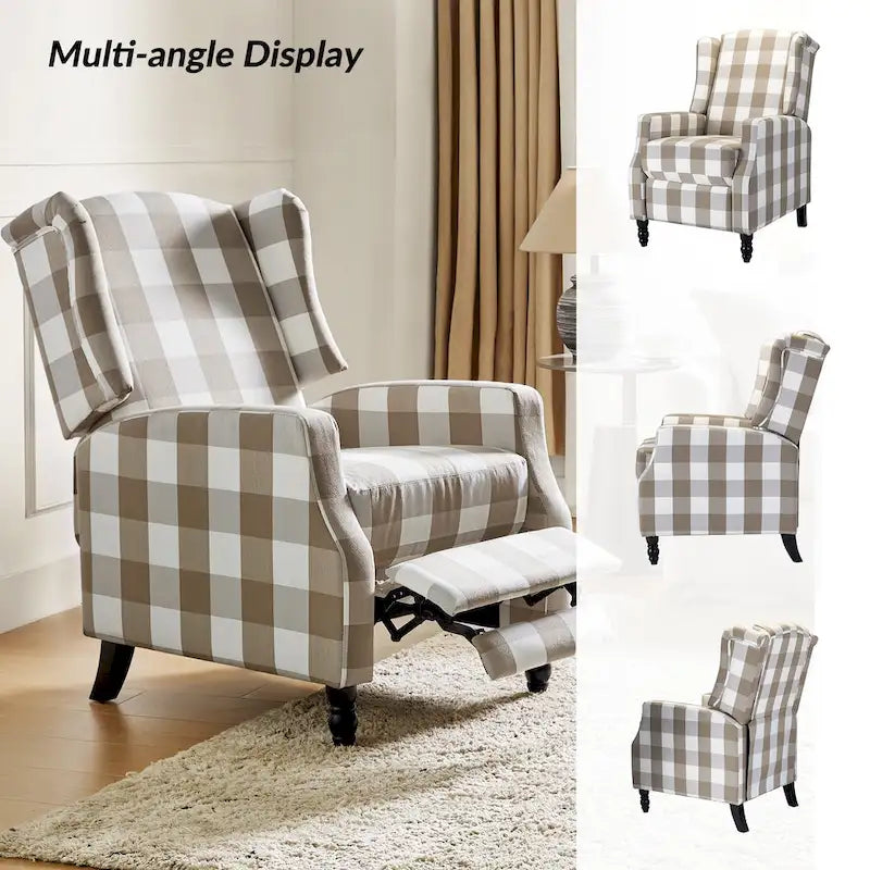 Manueller Mid-Century-Modern-Relaxsessel mit Rückstellfunktion und Ohrensesseldesign