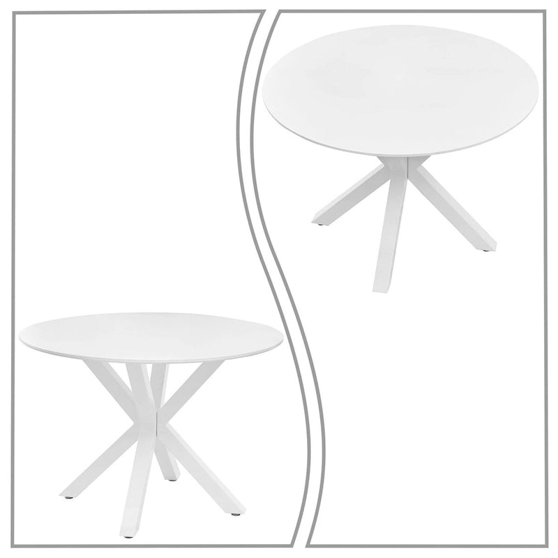 Moderner, runder Esstisch mit minimalistischem Design, MDF-Platte und Metallbeinen