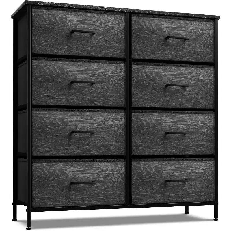 Sorbus Kommode mit 8 Schubladen – Aufbewahrungsmöbel mit Stahlrahmen, Holzoberfläche und Stoffkörben – für Schlafzimmer, Kleiderschrank, Büro und mehr