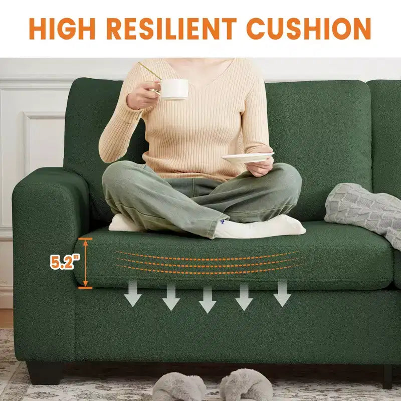 83W Modernes 3-Sitzer-Sofa mit tiefer Sitzfläche, weichem Stoff, breiter Armlehne, abnehmbarem, waschbarem Kissenbezug