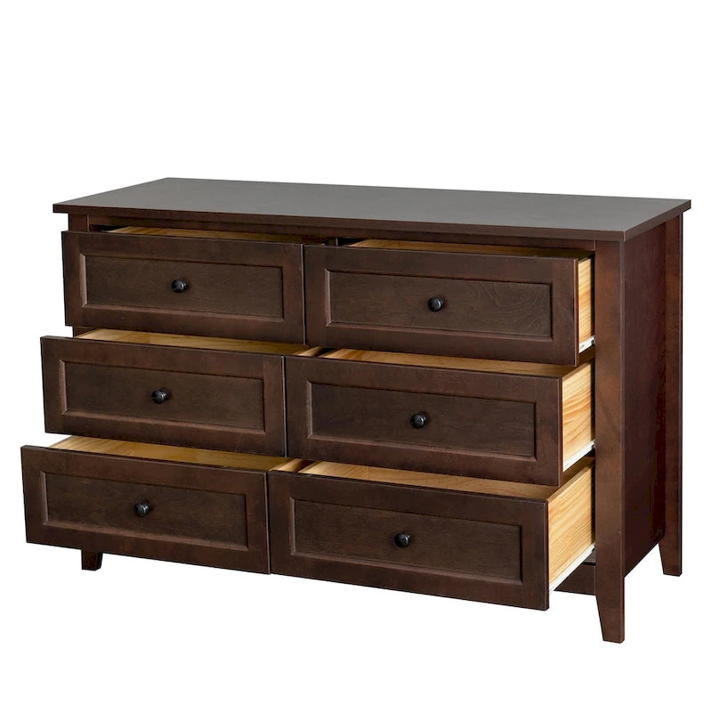 Kommode aus Massivholz mit sprühlackierten Schubladen, Buffetschrank, Sideboard mit Schließfächern, Anrichte, Konsolentisch mit Schließfächern