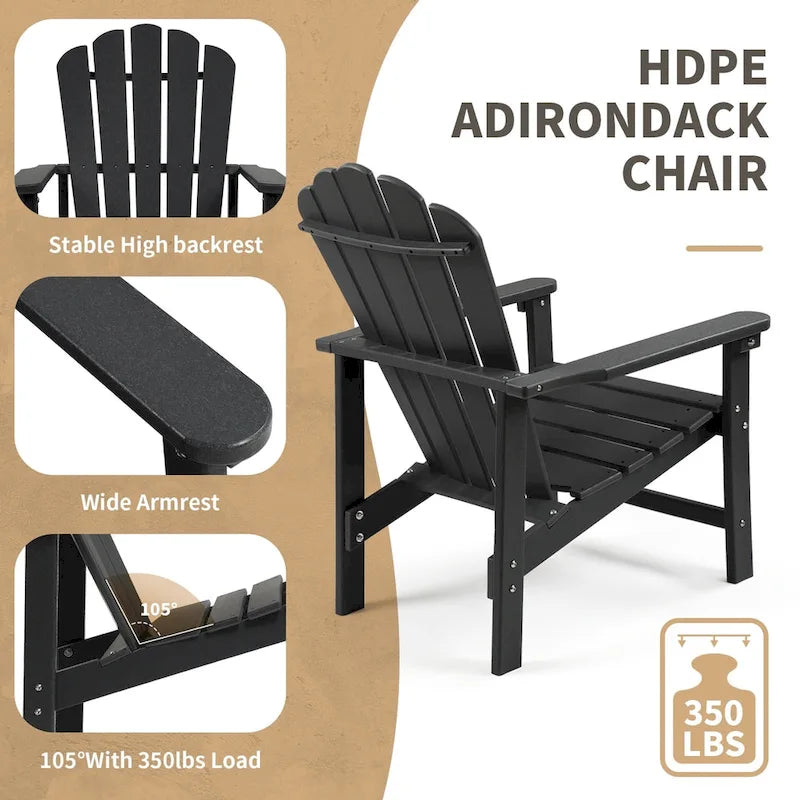Vrakae 6er-Set stapelbarer Adirondack-Gartenstühle aus HDPE für jedes Wetter