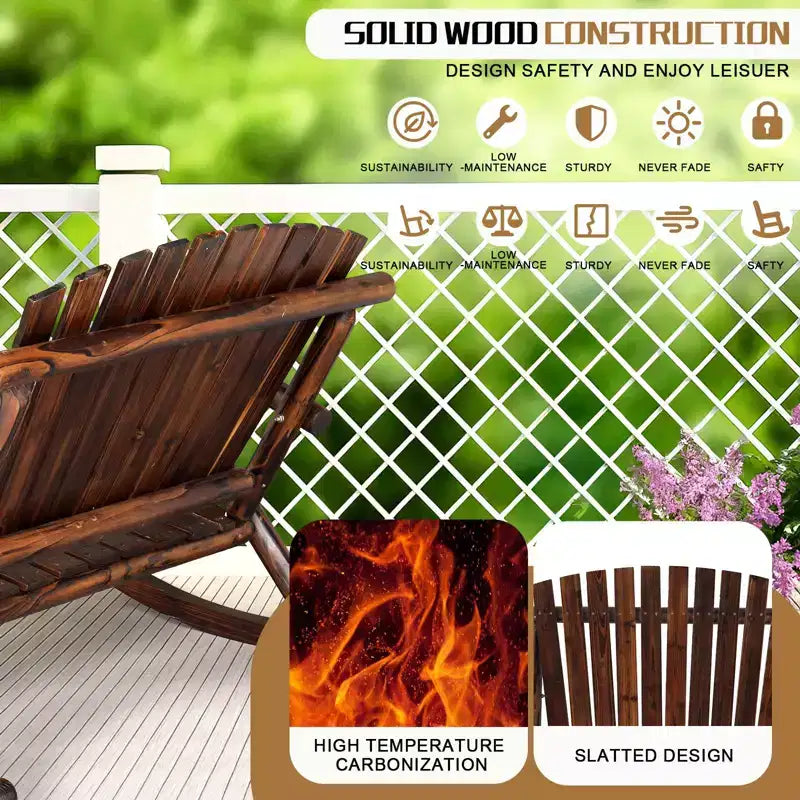 Karl Home | 47 Zoll hohe Outdoor-Schaukelbank aus Massivholz