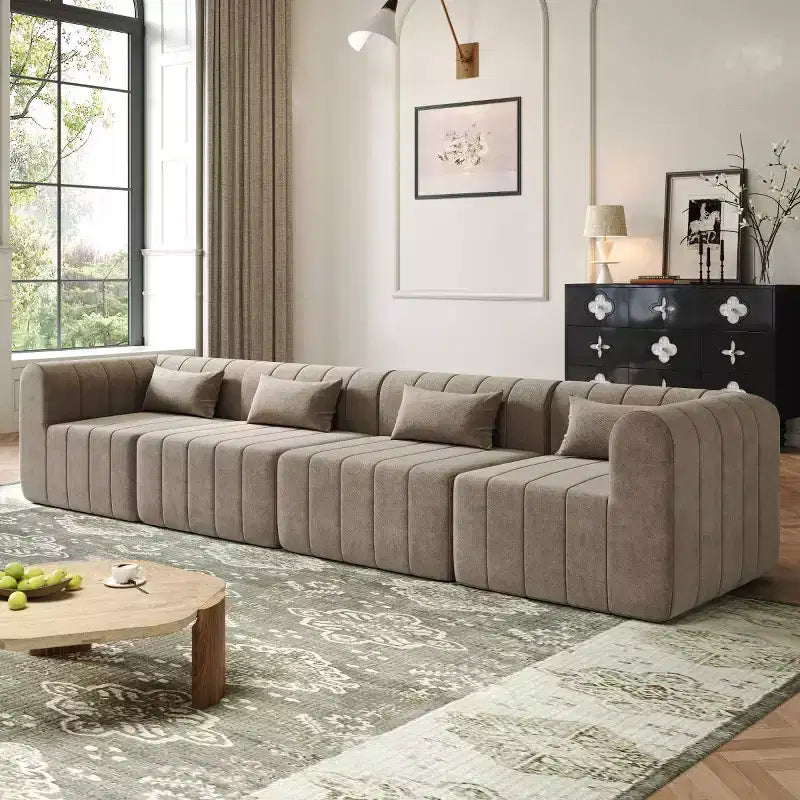 145.5 Modernes, wandelbares Ecksofa, Polster-Ecksofa für 4 Personen mit Schaumstoffkern, L-förmiges Wohnzimmer-Sofa-Panipeachy