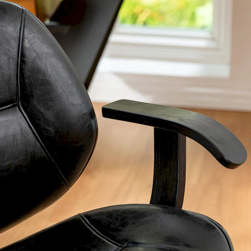 Glitzhome höhenverstellbarer, drehbarer Bürostuhl aus Kunstleder mit Armlehnen und ergonomischem Design