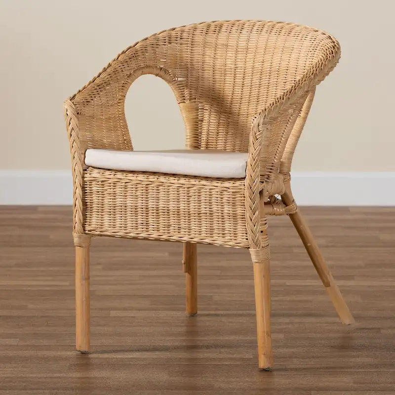 Abbey Moderner böhmischer Esszimmerstuhl aus natürlichem Rattan