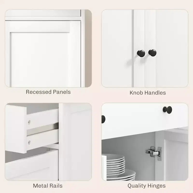 HOMCOM Sideboard-Buffetschrank mit Stauraum, moderner Küchenschrank mit 4 Türen, 2 Schubladen und 2 verstellbaren Einlegeböden, Kaffeebar-Schrank