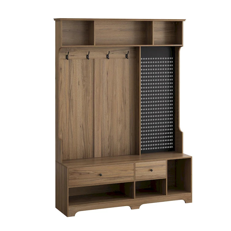 GDFStudio – Finn Multifunktionale Garderobe mit Schuhbank, Lochwand und viel Stauraum