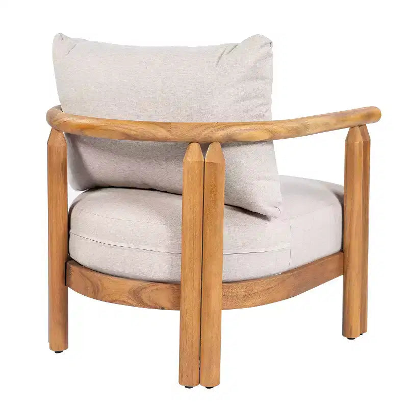 ModernLuxe 3-tlg. Terrassen-Sofa-Set, Outdoor-Sitzgruppe, wetterfestes Gartenmöbel-Set mit weichen Kissen & Clubsesseln, Beige & Teak