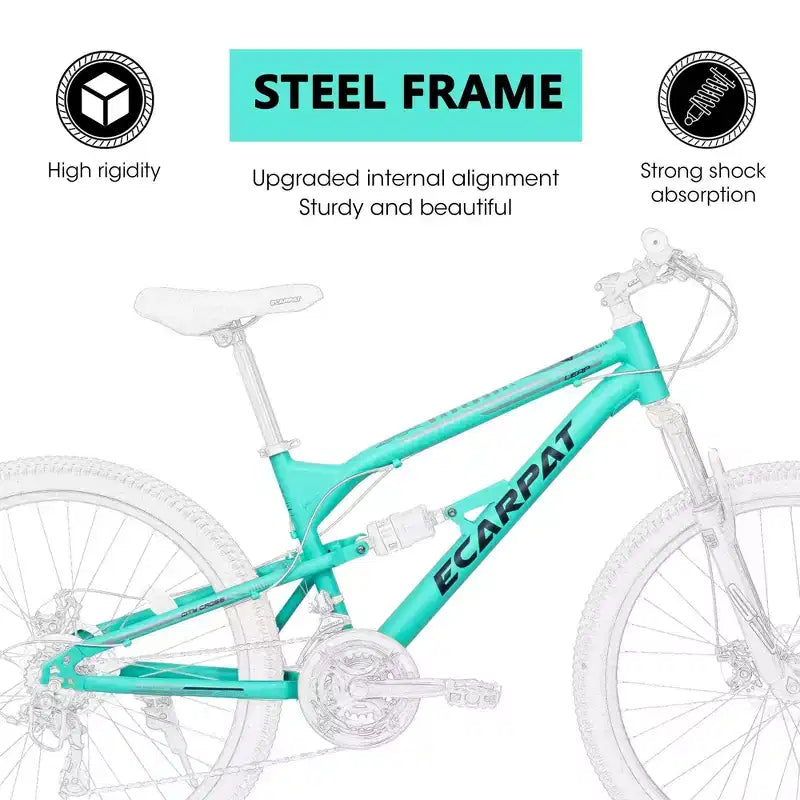 NAYSAYE 26-Zoll-Mountainbike mit Stahlrahmen, 21 Gängen und Federgabel, Fahrrad für Erwachsene für Outdoor-Fahrten, Blau, 68,00*27,00*38,00