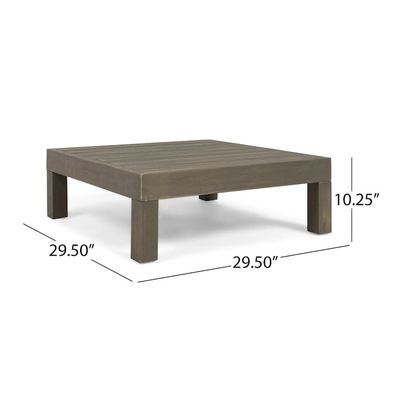 Oana Gartenmöbel-Set aus Akazienholz mit linkem Armteil, bestehend aus 2-Sitzer-Sofa und Couchtisch, inklusive Sitzkissen, von Christopher Knight Home