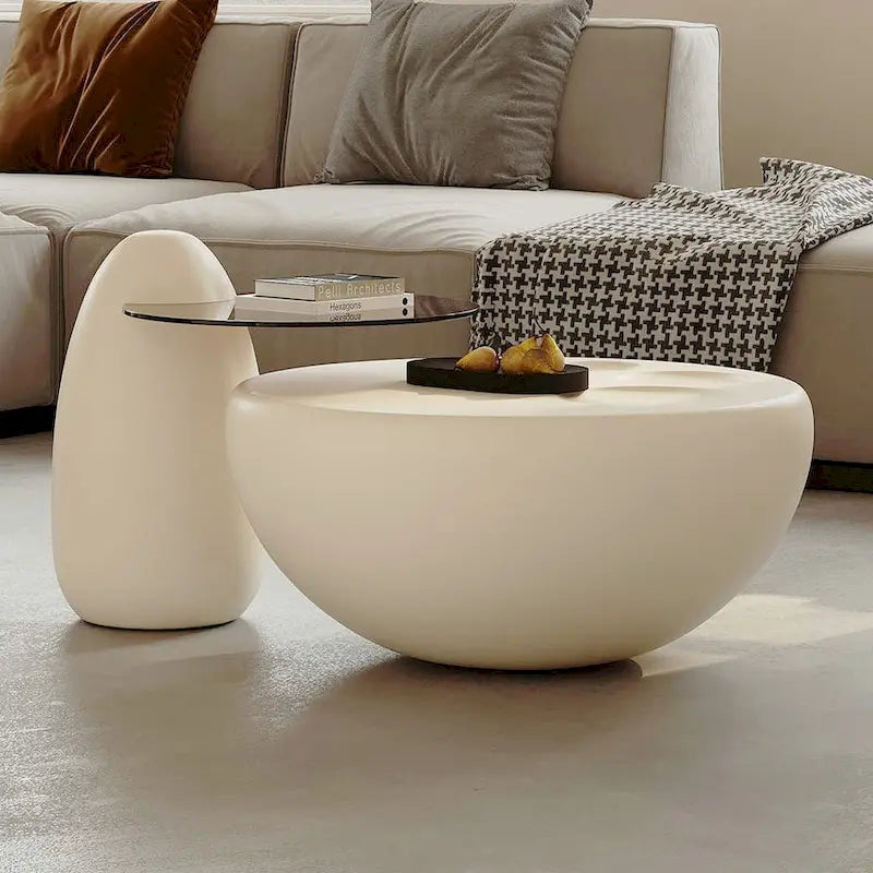 42 Moderne runde, cremeweiße Satztische, 2-teilig, fürs Wohnzimmer – 62