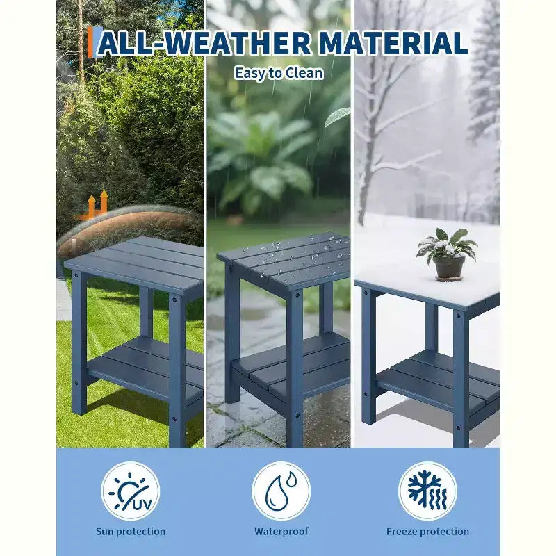 Klappbare Adirondack-Stühle, 4er-Set mit 2 Beistelltischen, moderne Outdoor-Stühle aus HDPE für Terrasse, Veranda, Balkon, Garten und Rasen