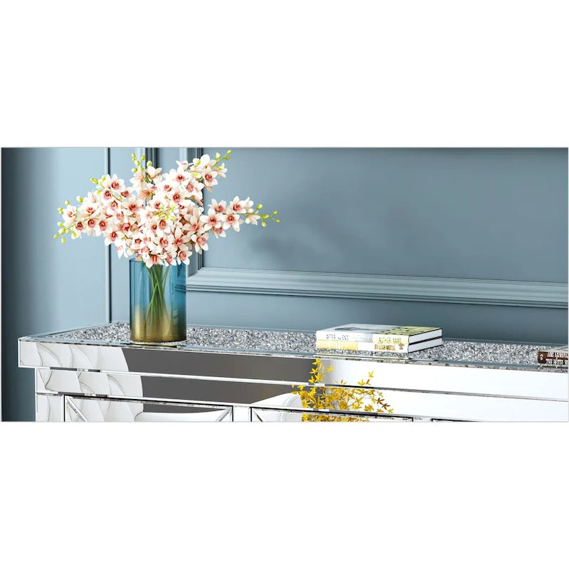 Glamour-Spiegel-Anrichte mit Diamantmuster und 3 Schubladen
