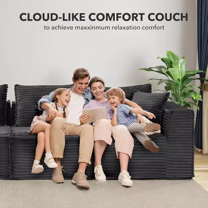 107/ 137 modulares Cloud-Sofa-Element, tiefes, rahmenloses Sofa, wandelbares, bequemes Bodensofa mit Hockern und Memory-Schaumstoff