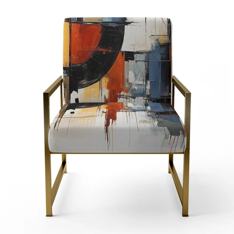 Designart Colorful Mid Century Abstract Fusion I Polsterter Mid-Century Akzentsessel und Mid-Century Modern Sessel