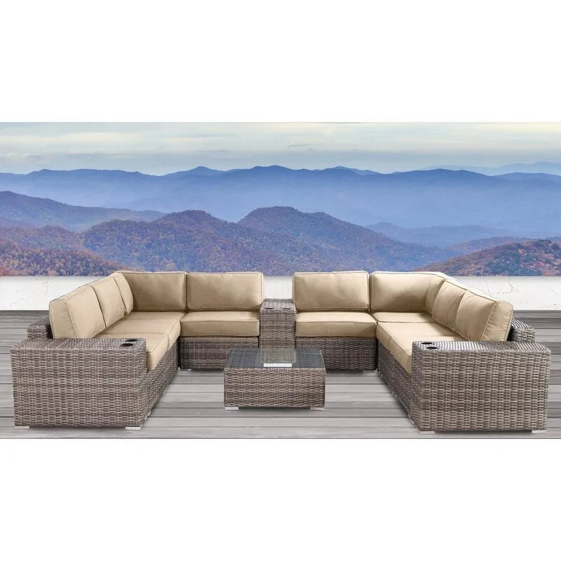 LSI Antibes 12-teiliges Lounge-Set aus grauem Flechtwerk und Aluminium