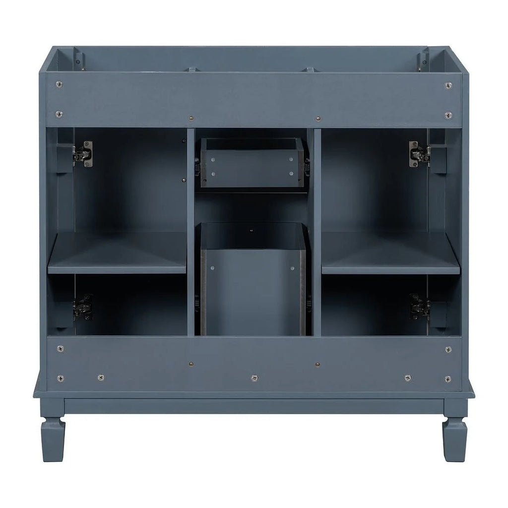 36" Moderner Badezimmer-Waschtisch mit Aufsatzwaschbecken und Spiegelschrank, 2 Türen und 2 Schubladen