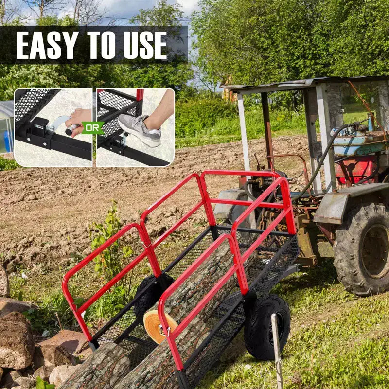 Anhänger, Garten-Kipper, 1500 lb Tragkraft, 22 Kubikfuß, robuster Stahl-ATV-Anhänger mit 2 Rädern, Rasenmäheranhänger für Traktor, ATV, UTV