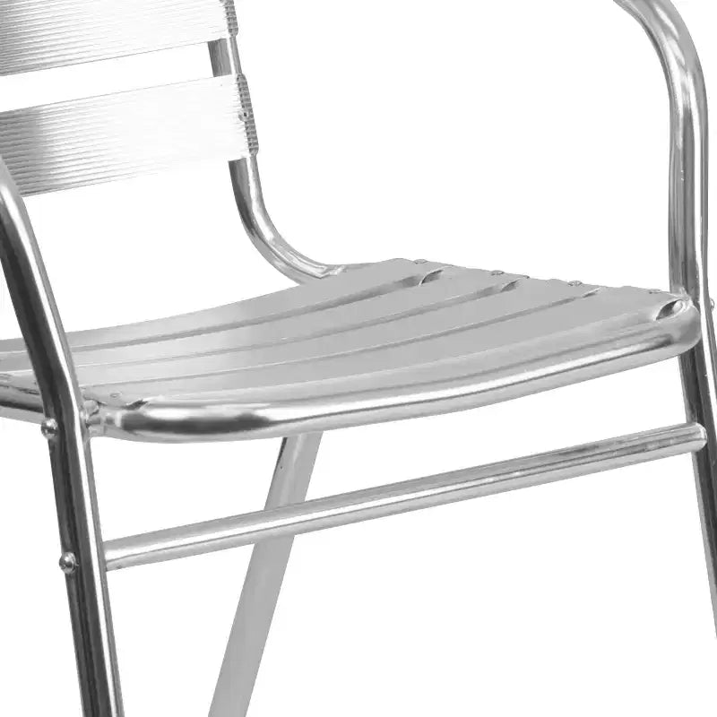 Emma und Oliver 27,5-Zoll-Aluminium-Tischset mit 4 Stühlen mit Lattenlehne