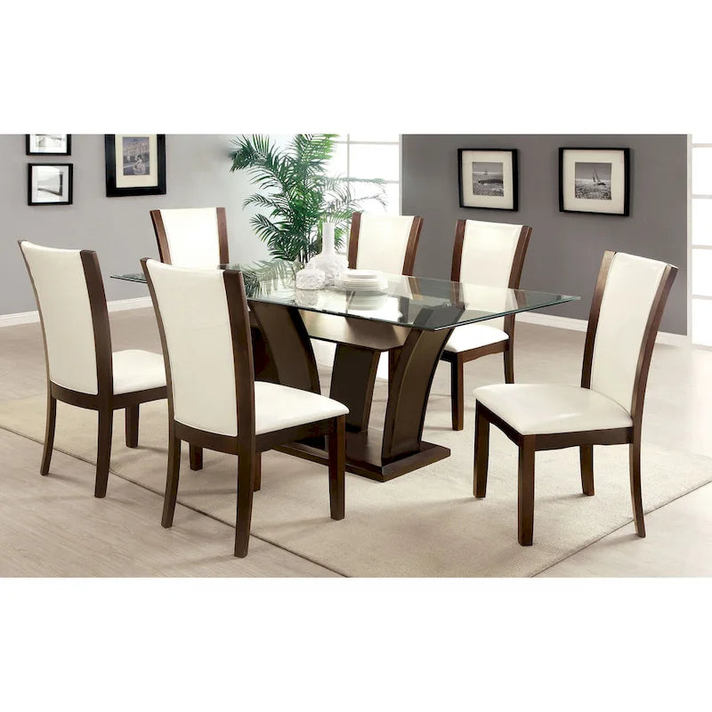 Bind Modernes Esszimmer-Set aus massivem Holz, 7-teilig, mit offenem Regal von Furniture of America