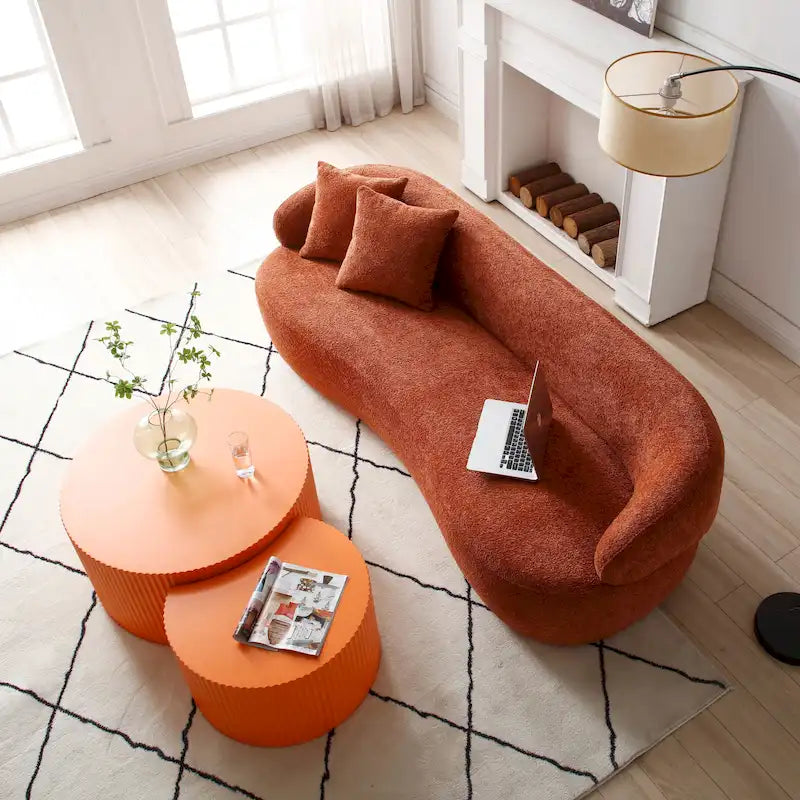 Modernes, glamouröses rundes Satztisch-Set für das Wohnzimmer (2-tlg.), nicht montiert