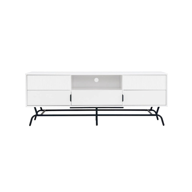 DH BASIC Modern 60-Zoll-TV-Lowboard mit 3 Schubladen und Kabeldurchführung von Denhour