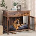 BOSSIN Hundekäfig-Möbel für große Hunde, 112 cm, Hundehütte aus Holz als Beistelltisch mit Schubladen, dekorative Hundeboxen- und Hundehütten-Optik